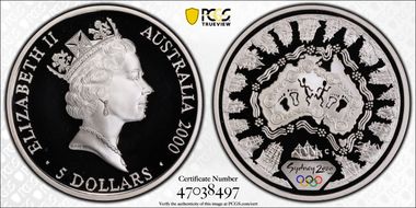 2000-C (1998) $5 Olympic - Australian Map PR69DCAM