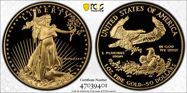 1986-W $50 Gold Eagle PR69DCAM
