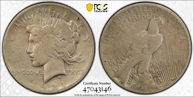 1921 $1 High Relief, Peace G6