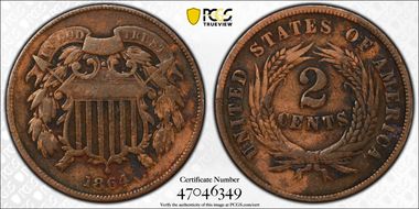 1864 2C Large Motto N1BN