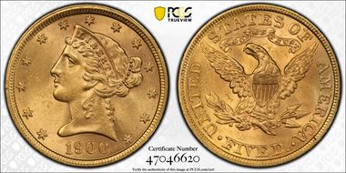 1900 $5 MS64