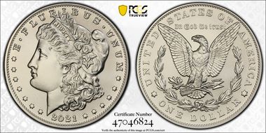 2021 $1 Morgan Dollar 100th Anniversary First Strike MS70