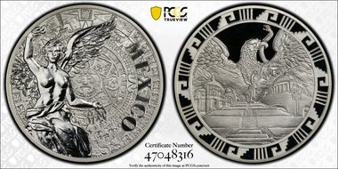 (2016)-Mo Medal "Mexican Elements" Ag 1oz Later Type PR69DCAM