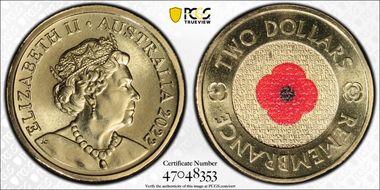 2022-C $2 Remembrance Day Colorized MS68