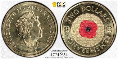 2022-C $2 Remembrance Day Colorized MS67