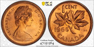 1965 1C Type 3, Lg Beads, Bl 5 MS64RD