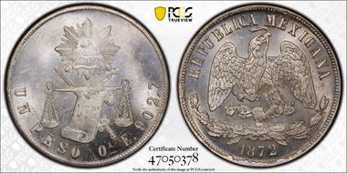 1872-Oa E Peso KM-408.6 Small A MS64