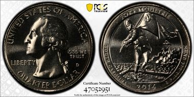 2016-D 25C Fort Moultrie NP MS68