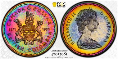 1971 S$1 British Columbia Ag SP68