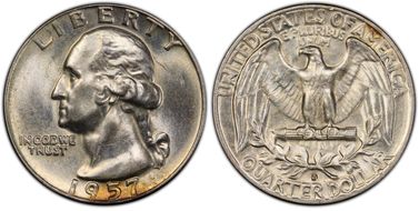 1957-D 25C Misplaced MM, FS-501 MS62