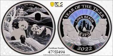 2022 Medal Long Beach Expo 5oz Ag Year of the Tiger PR69DCAM