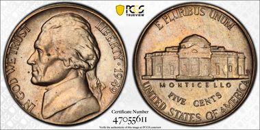 1949-D/S 5C Overmintmark, FS-501 MS64