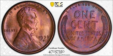 1936-D 1C MS65RB