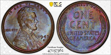 1947-D 1C MS64BN