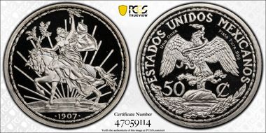"1907" (2022) Medal Caballito Tribute 50C Ag SP69