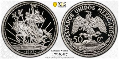 "1907" (2022) Medal Caballito Tribute 50C SP69