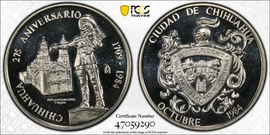 1984-Mo Medal 275th Ann. Chihuahua Ag PR67CAM