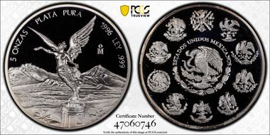 1996-Mo 5 Onza Libertad Ag PR68DCAM