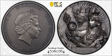 2017 $20 Quetzalcoatl Antique Finish MS70