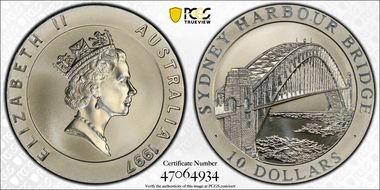 1997 $10 Harbour Bridge Matte PR70