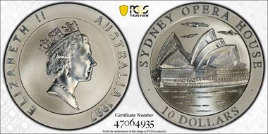 1997 $10 Opera House Matte PR70