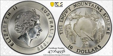 1999 $10 Snowy Mountains  Tunnel Building PR70