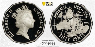 1989 50C Bicentennial Ag PR69DCAM