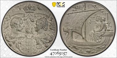 1892 Medal Christian IX & Louise Sn 50th Wedding Anniversary MS64