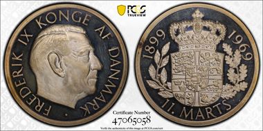 1969 Medal Frederik IX 70th Birthday Ag PL65