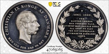 1888 Medal King Christian IX Sn 1863-1888 V.Bergsoe SP63
