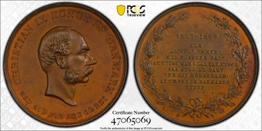 1888 Medal King Christian IX Bronzed Ae 1863-1888 V.Bergsoe SP62