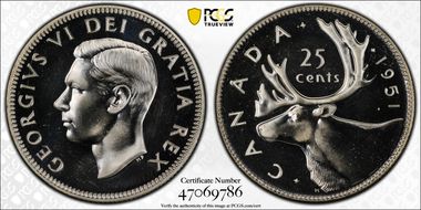 1951 25C High Relief SP67+