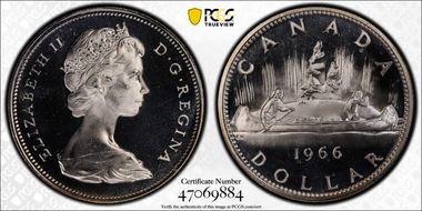 1966 S$1 Large Beads Ag PL67CAM