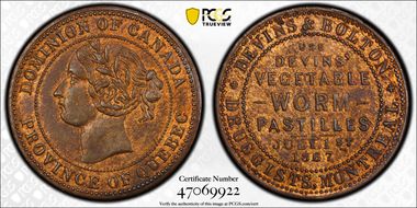 1867 Token BR-569 Devins & Bolton MS63RB