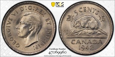 1942 5C Nickel MS66