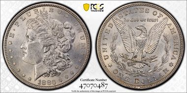 1880 $1 VAM 33A Partial E Rev MS62