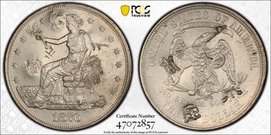 1876 T$1 Chopmarked N1