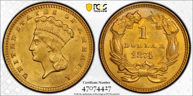 1874 G$1 MS62