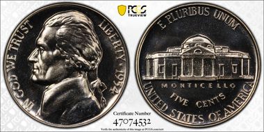 1954 5C Re-Engraved Obv Design FS-401 PR66