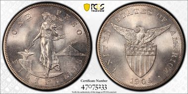 1904 Peso KM-168  Ag MS66