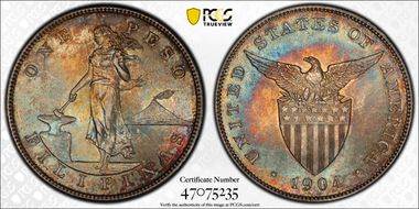 1904 Peso KM-168  Ag MS62+