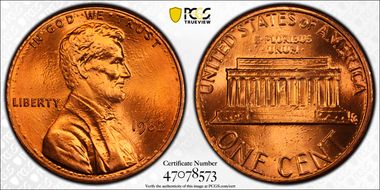 1982 1C Zinc Small Date MS67RD