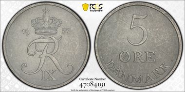 1957 C; S 5 Øre MS62