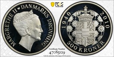 2010 500 Kr Margrethe II 70th Birthday PR68DCAM