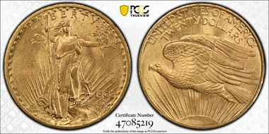 1908 $20 No Motto MS63