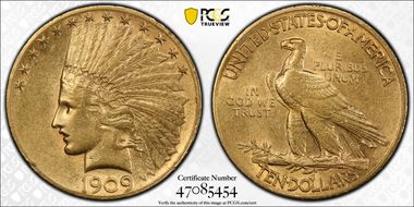 1909 $10 AU50