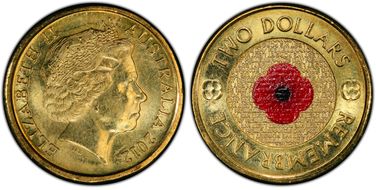 2012 $2 Remembrance Day Colorized MS64