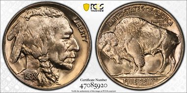 1938-D 5C Overmintmark FS-515 MS65