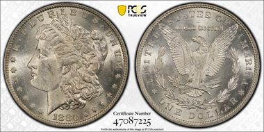 1880-O $1 VAM 6A 8/7 Ear MS62