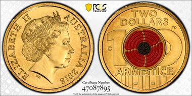 2018-C $2 Armistice Centenary Colorized MS69